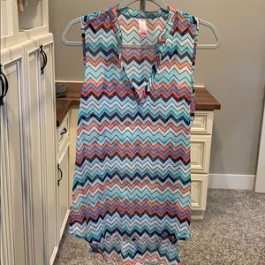 Striped High Low Sleeveless Blouse